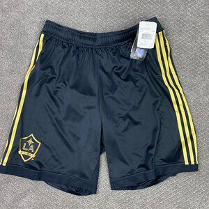 LA Galaxy 2011 Shorts Men's Large Adidas ClimaCool Black Gold Los Angeles MLS